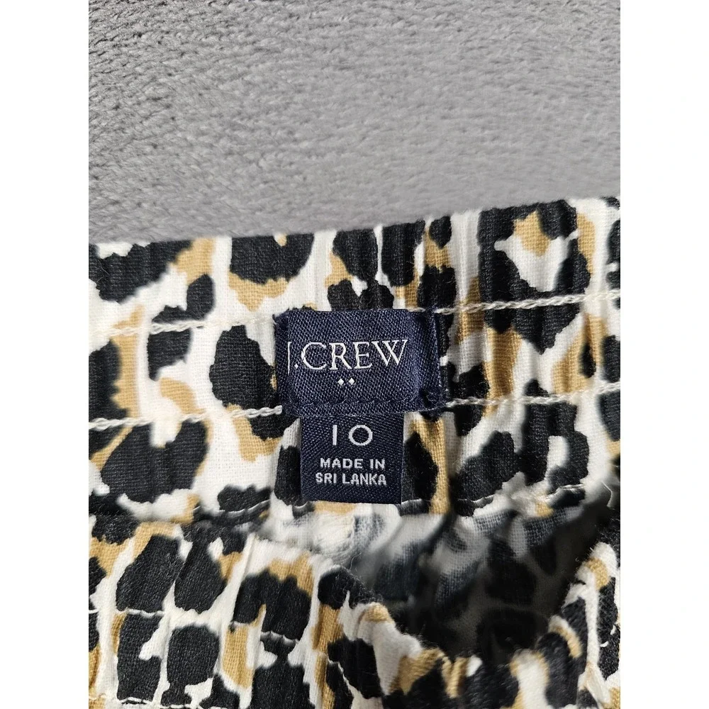 J.Crew Womens‎ Leopard Print Joggers 10 Linen Cotton Drawstring Casual Lounge